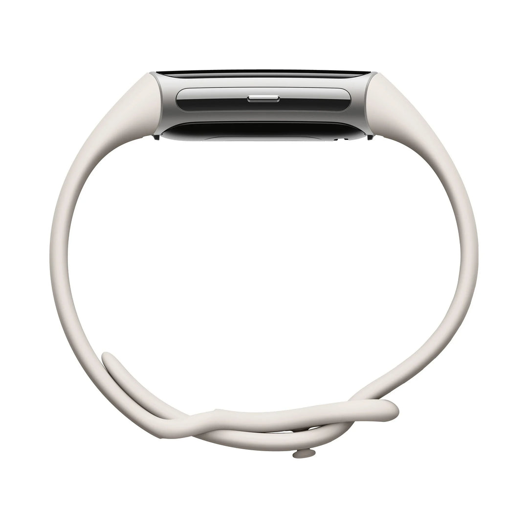 Fitbit Charge 6 Fitness Tracker with Heart Rate, GPS, Premium Membership, Health Tools - Porcelain/Silver