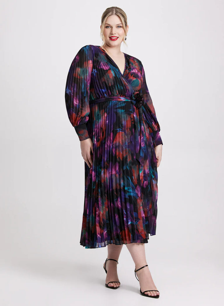 LAURA Joseph Ribkoff - Floral Plissé Midi Dres