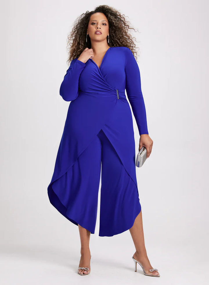 LAURA Joseph Ribkoff - Jewel Detail Faux-Wrap Jumpsuit