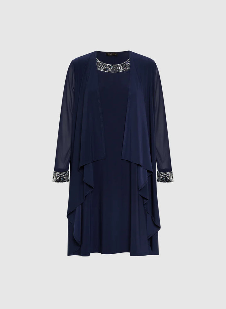 LAURA Rhinestone Embellished Dress & Jacket Set