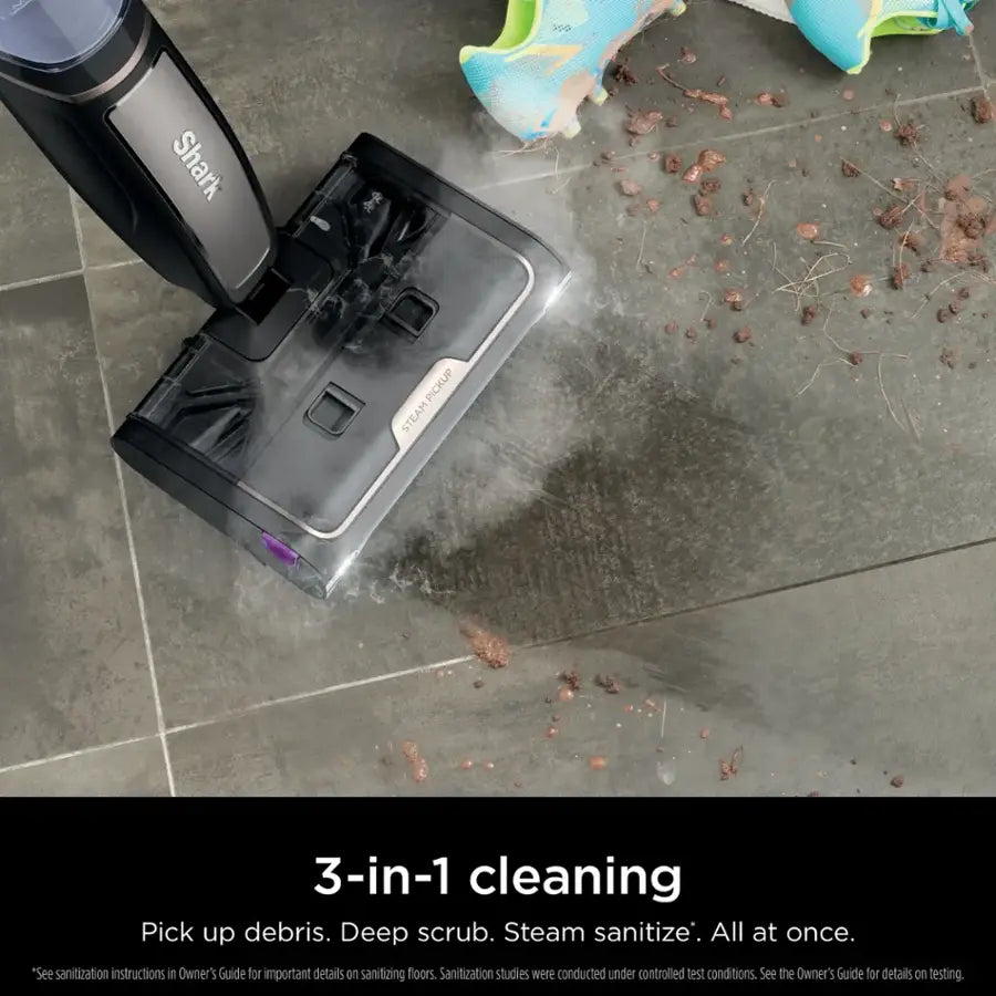 Shark - Pickup 3-in-1 Steam Mop, Pick-Up, Sanitize* - Black/Stone Metallic