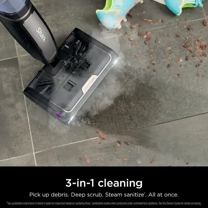 Shark - Pickup 3-in-1 Steam Mop, Pick-Up, Sanitize* - Black/Stone Metallic