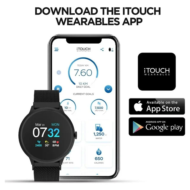 Itouch Sport 3 Smart Watch & Fitness Tracker, Women & Men, (43mm), Rosegold/Burgundy