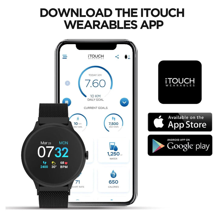 Itouch Sport 3 Smart Watch & Fitness Tracker, Women & Men, (43mm), Rosegold Mesh