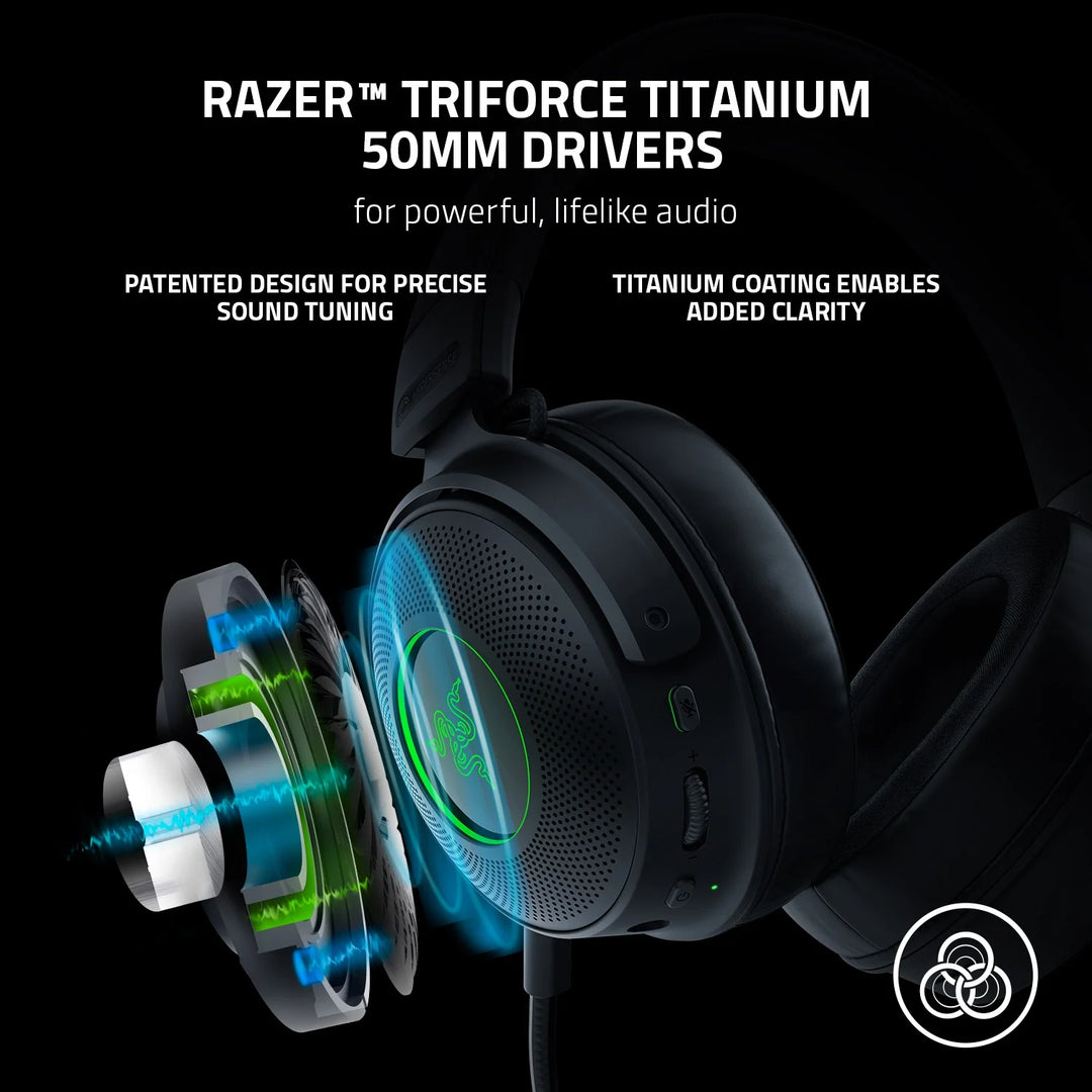 Razer Kraken V3 Pro Wireless Gaming Headset for PC, 2.4GHz, Haptics, Chroma RGB, 368g, Black