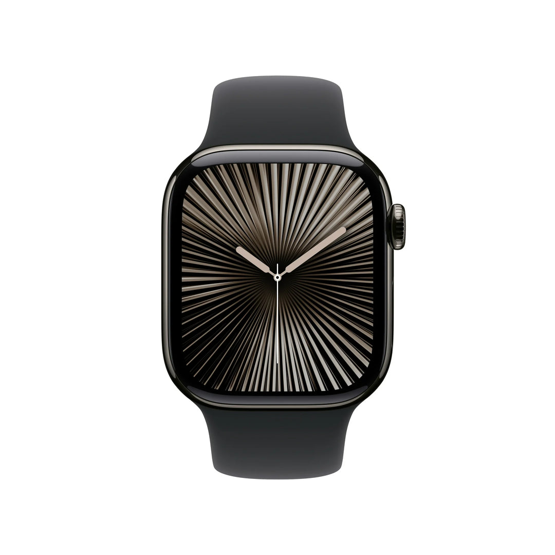Apple Watch Series 10 GPS + Cellular 46mm Slate Titanium Case with Black Sport Band - S/M