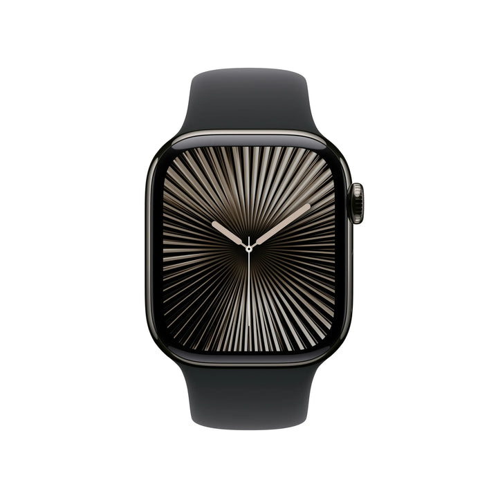 Apple Watch Series 10 GPS + Cellular 46mm Slate Titanium Case with Black Sport Band - S/M