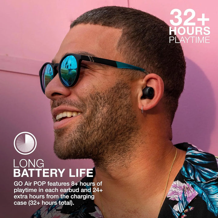 JLab Go Air Pop Bluetooth Earbuds, True Wireless with Charging Case, Black