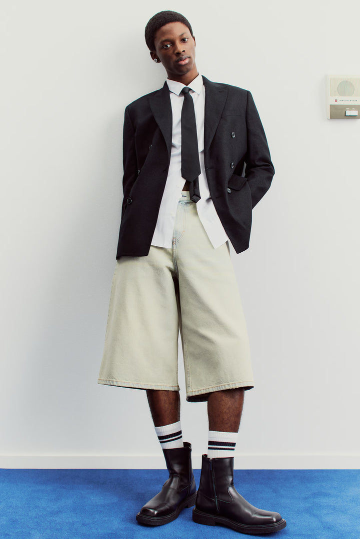 H&M Relaxed-Fit Double-Breasted Linen-Blend Jacket
