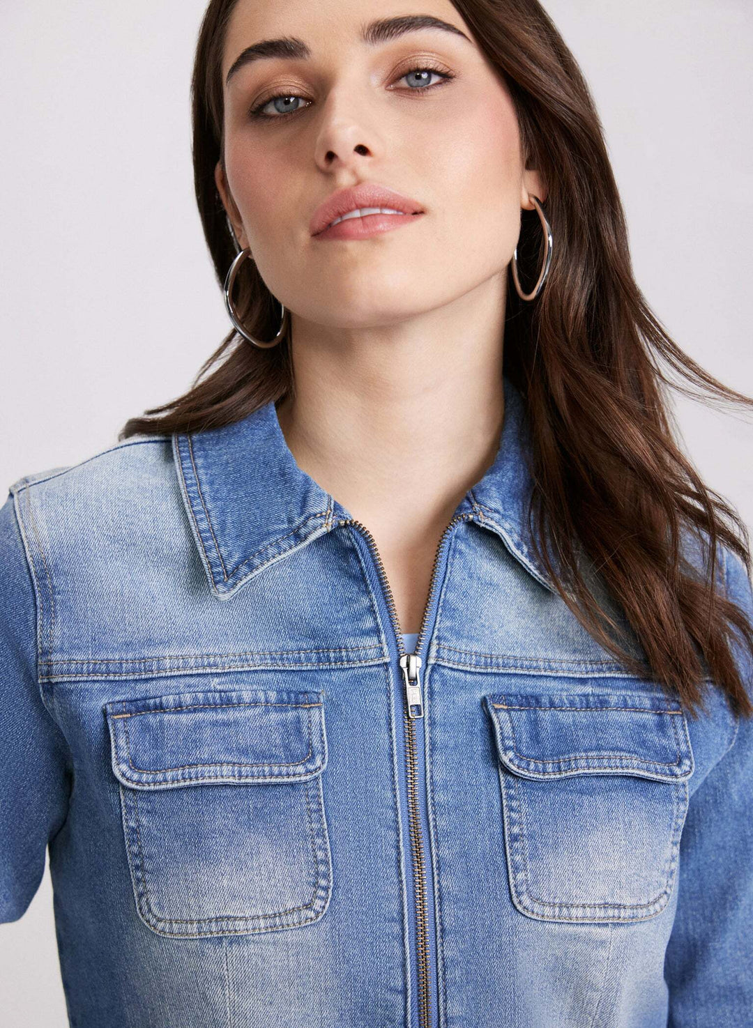 LAURA Zip-Front Denim Jacket