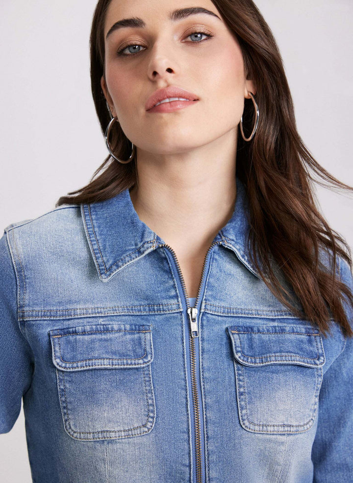 LAURA Zip-Front Denim Jacket