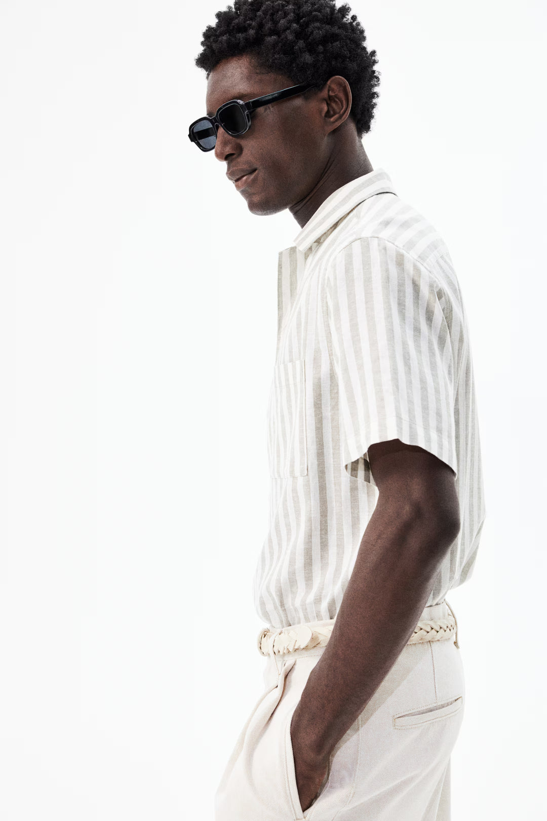 H&M Regular-Fit Short-Sleeved Linen-Blend Shirt