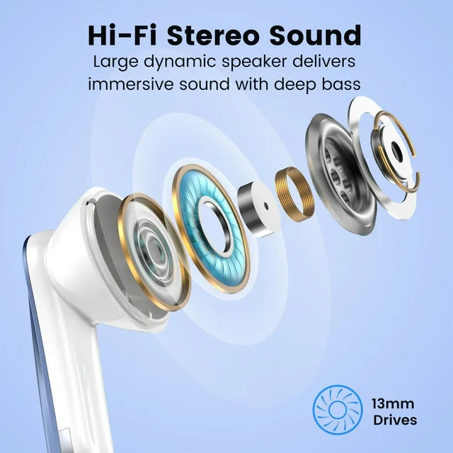 VEAT00L P91 Wireless Earbuds, Bluetooth Headphones V5.4 Stereo Ear buds with Noise Cancelling Mics, 60H Playback Mini Case with Dual LED Display, IP7 Waterproof in-Ear Earphones for Android iOS