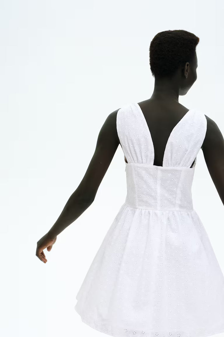 H&M Cotton Dress with Flared Skirt