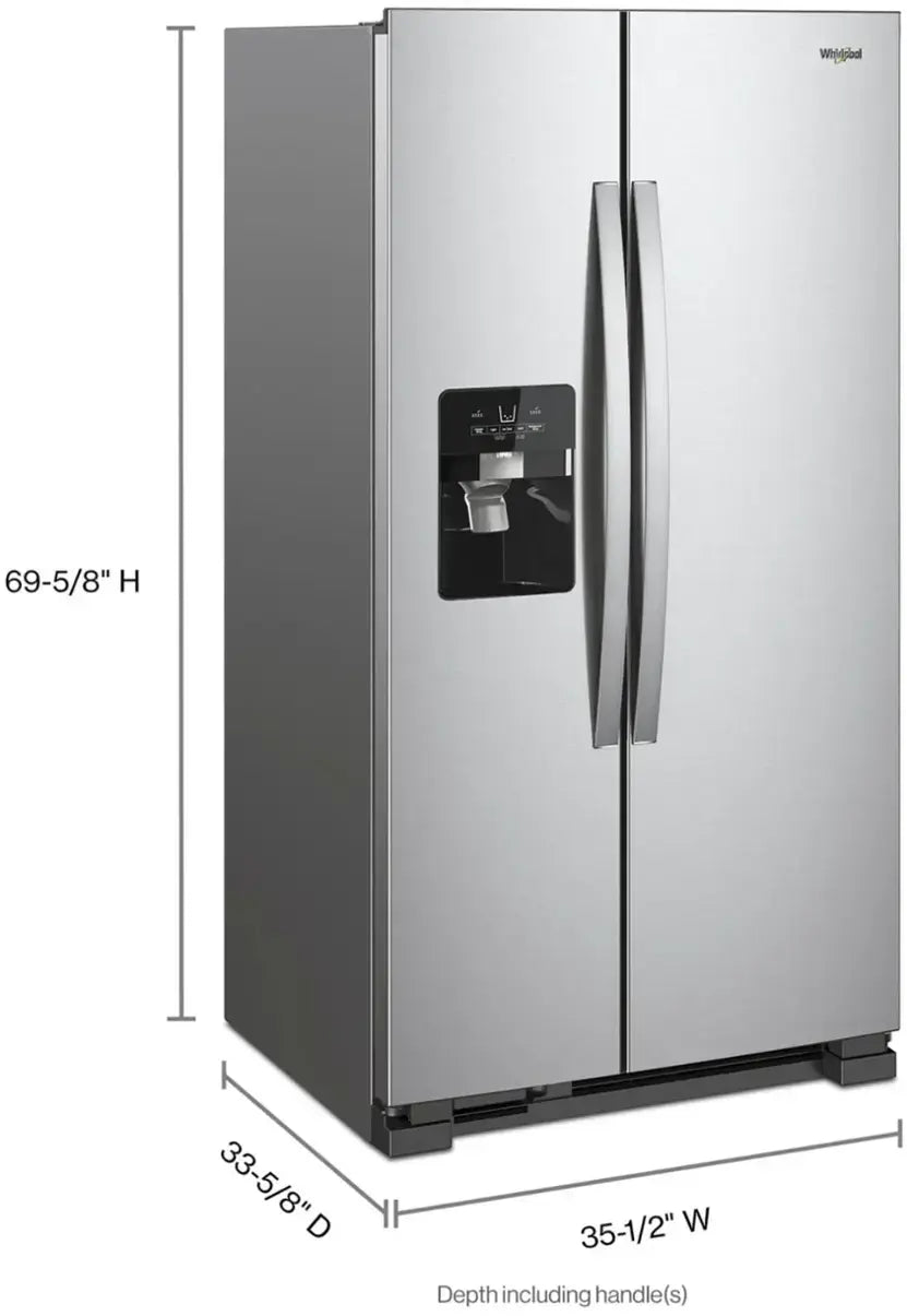 Whirlpool - 24.6 Cu. Ft. Side-by-Side Refrigerator - Fingerprint Resistant Stainless Steel