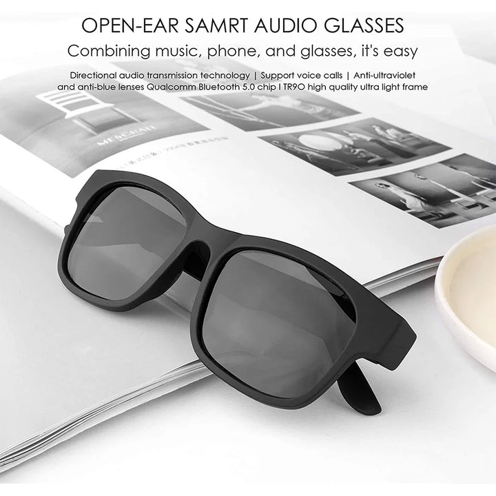 Mesase Unisex Smart Sunglasses with Bluetooth, Black