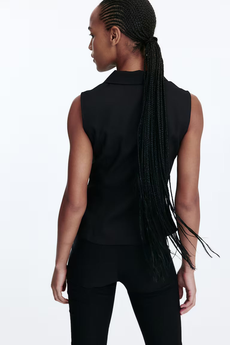 H&M ZIP-FRONT SLEEVELESS TOP WITH COLLAR