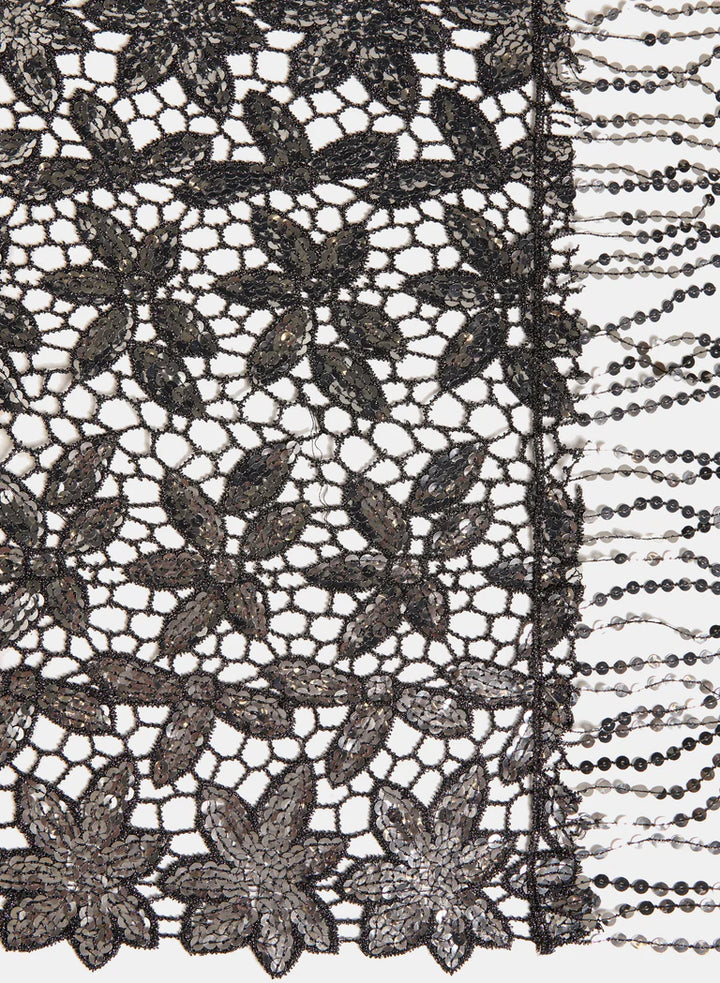 LAURA Embellished Floral Open-Work Wrap