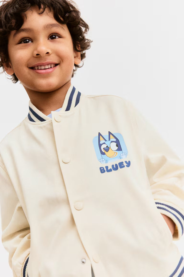 H&M TWILL BASEBALL JACKET WITH PRINTED MOTIF