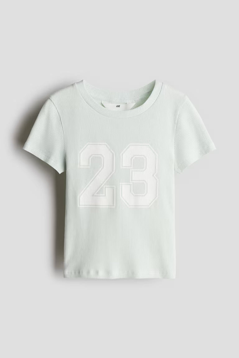 H&M COTTON TOP WITH PRINTED MOTIF