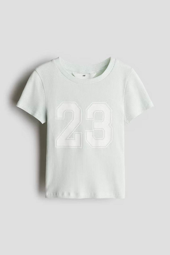 H&M COTTON TOP WITH PRINTED MOTIF