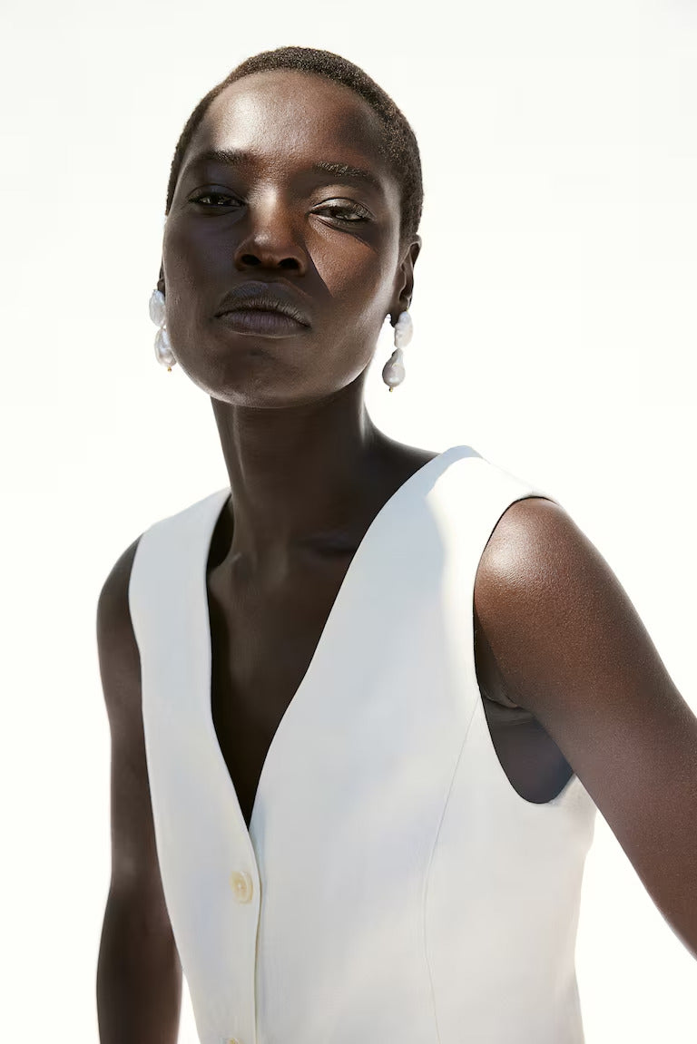 H&M GOLD-PLATED PEARL PENDANT EARRINGS