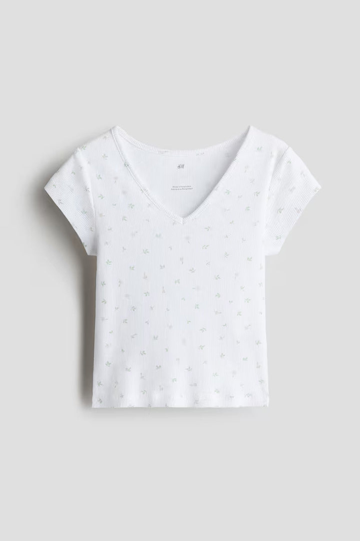 H&M RIBBED COTTON JERSEY TOP