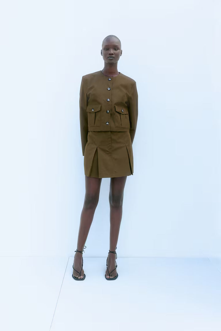 H&M PLEATED TWILL SKIRT