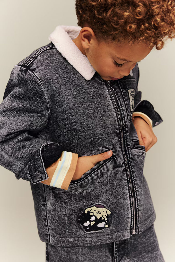 H&M TEDDY-FLEECE-LINED DENIM JACKET