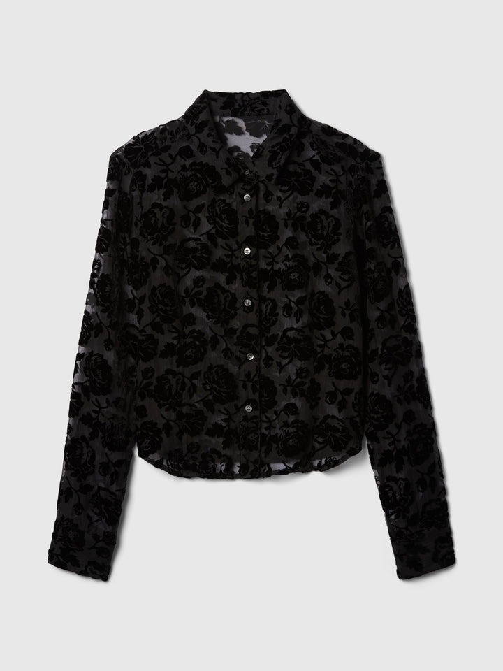 Gap Cropped Velvet Shirt