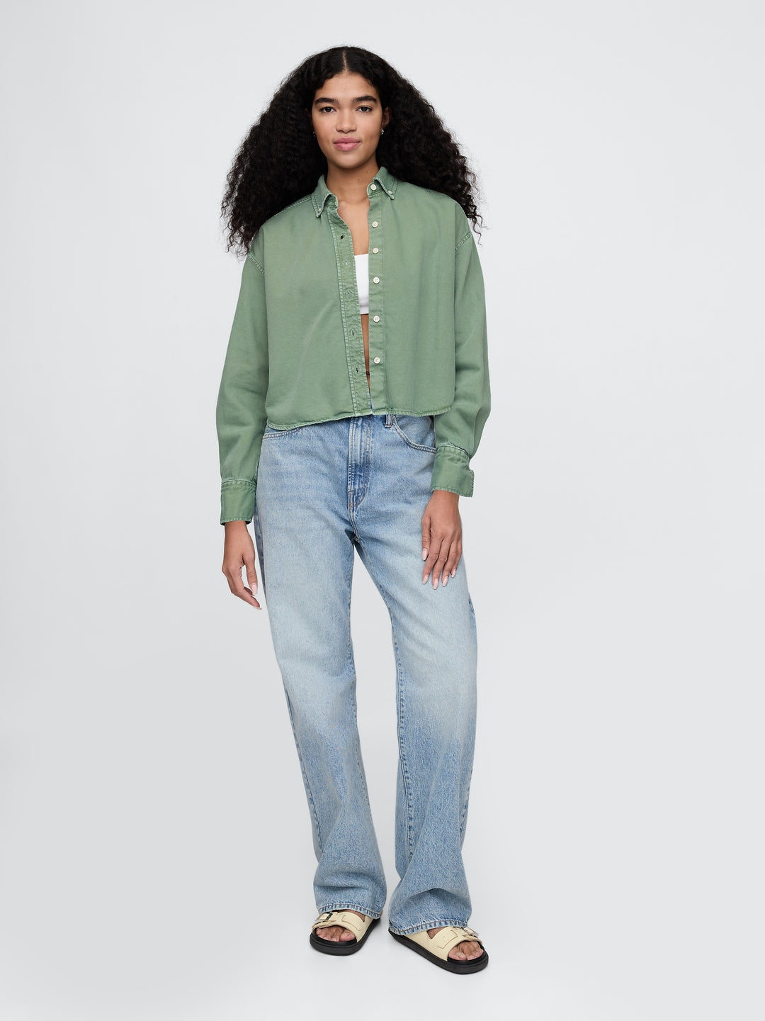 Gap UltraSoft Denim Cropped Big Shirt