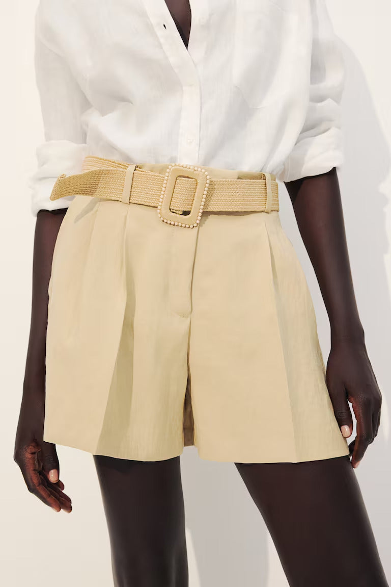 H&M BELTED TWILL SHORTS