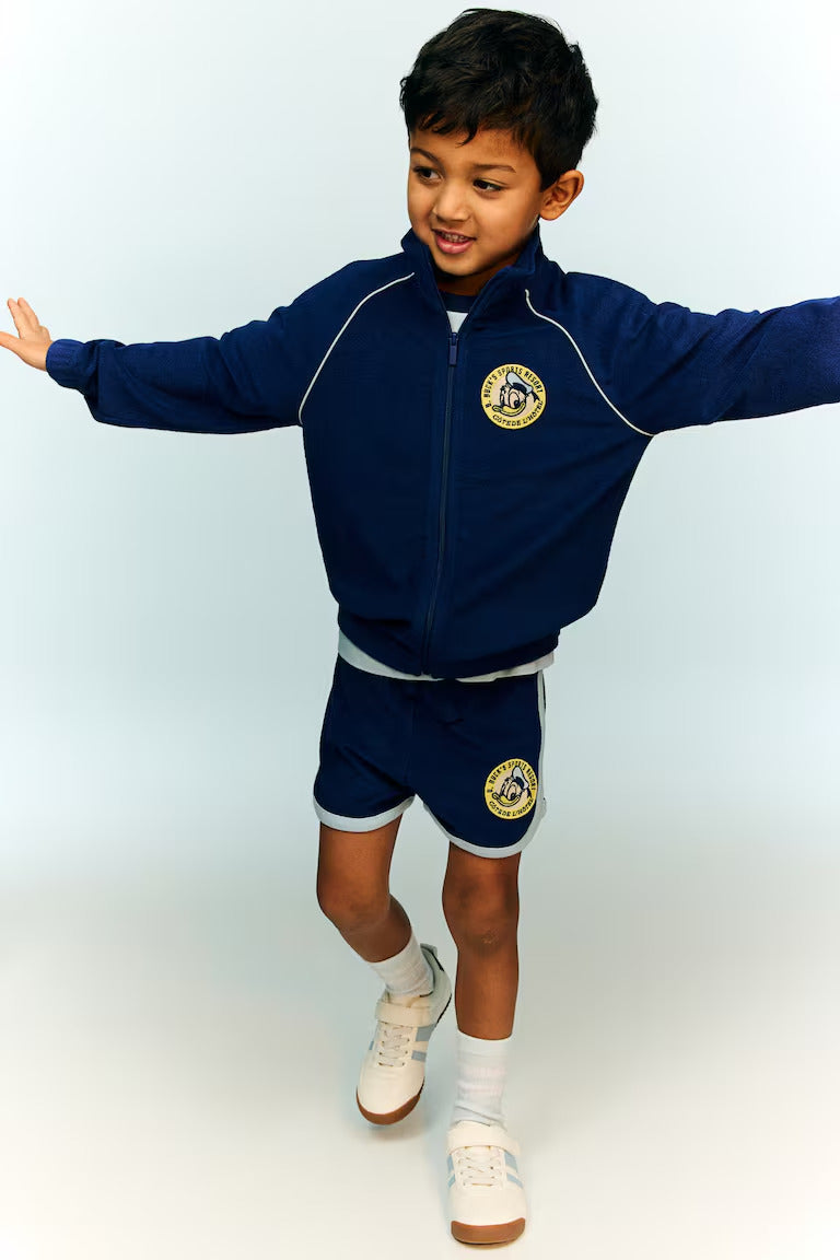 H&M TERRY TRACK JACKET WITH EMBROIDERED DETAIL