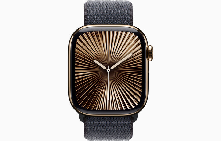 Apple Watch Series 10 GPS + Cellular, 42mm Natural Titanium Case with Ink Sport Loop
