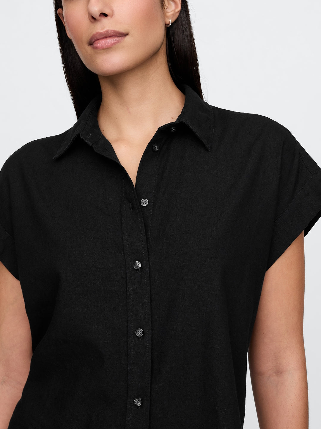 Gap Linen-Blend Cropped Shirt