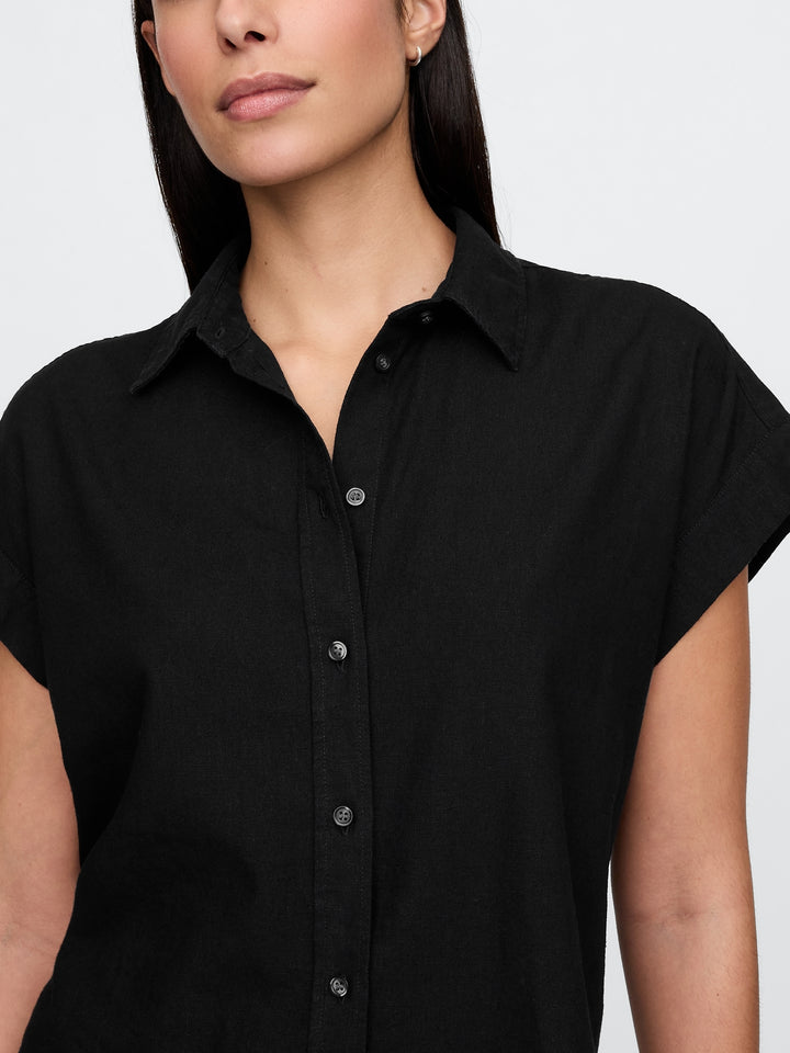 Gap Linen-Blend Cropped Shirt