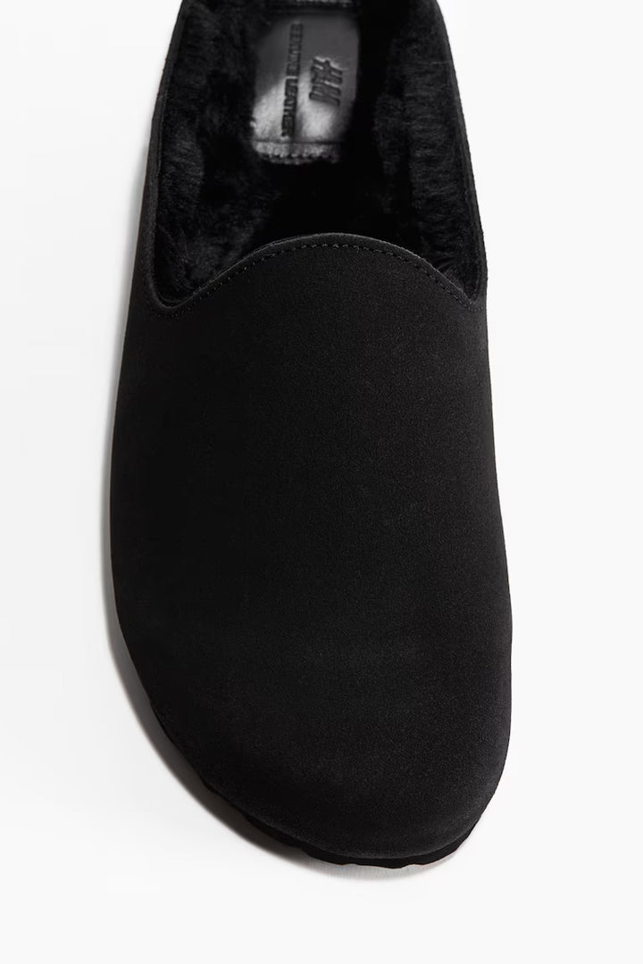 H&M TEDDY FLEECE-LINED SUEDE MULES
