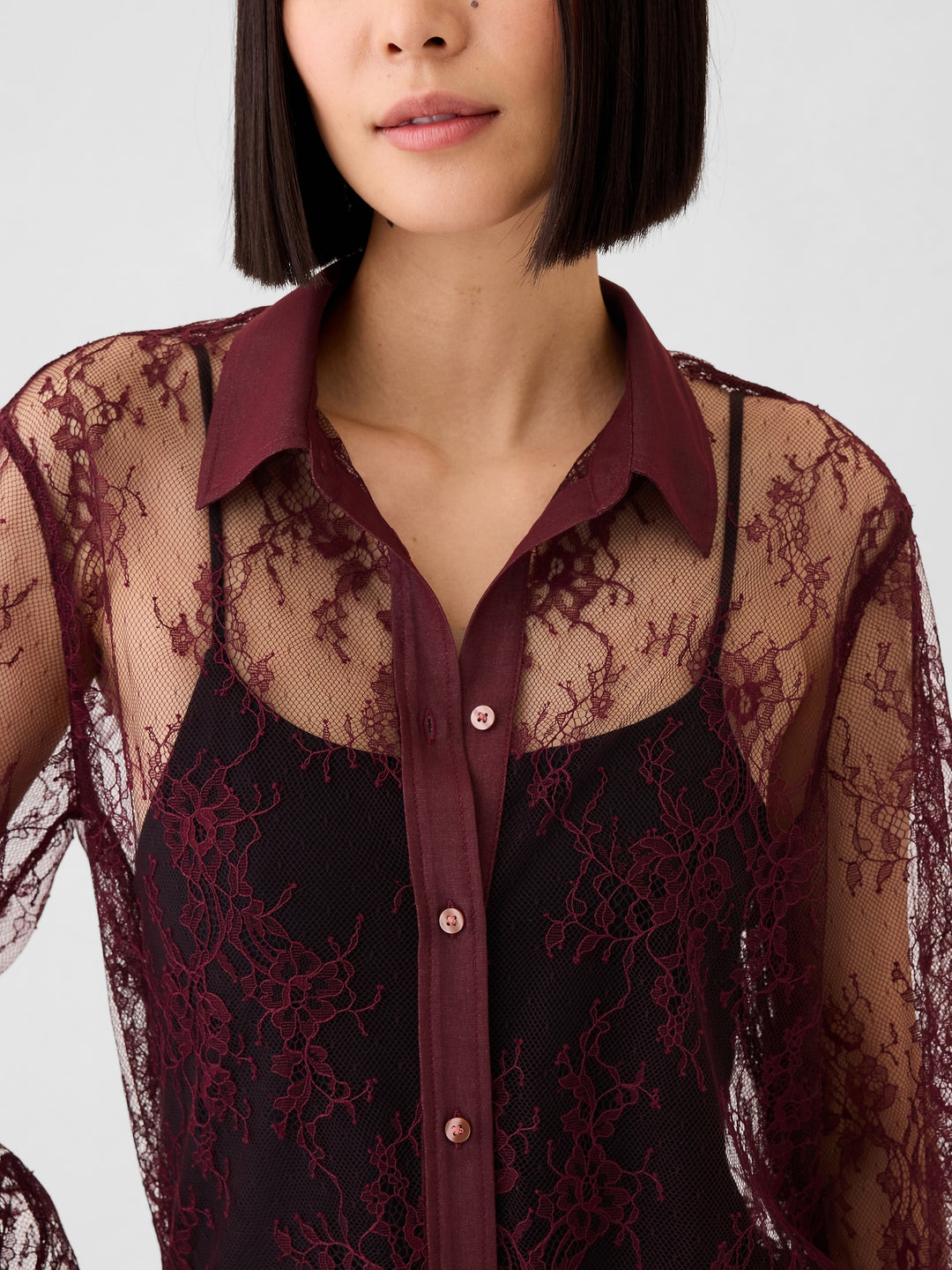 Gap Sheer Lace Classic Shirt