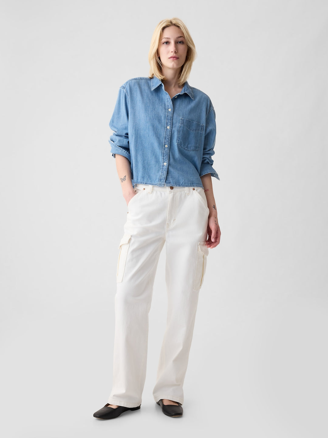 Gap Cropped Denim Shirt