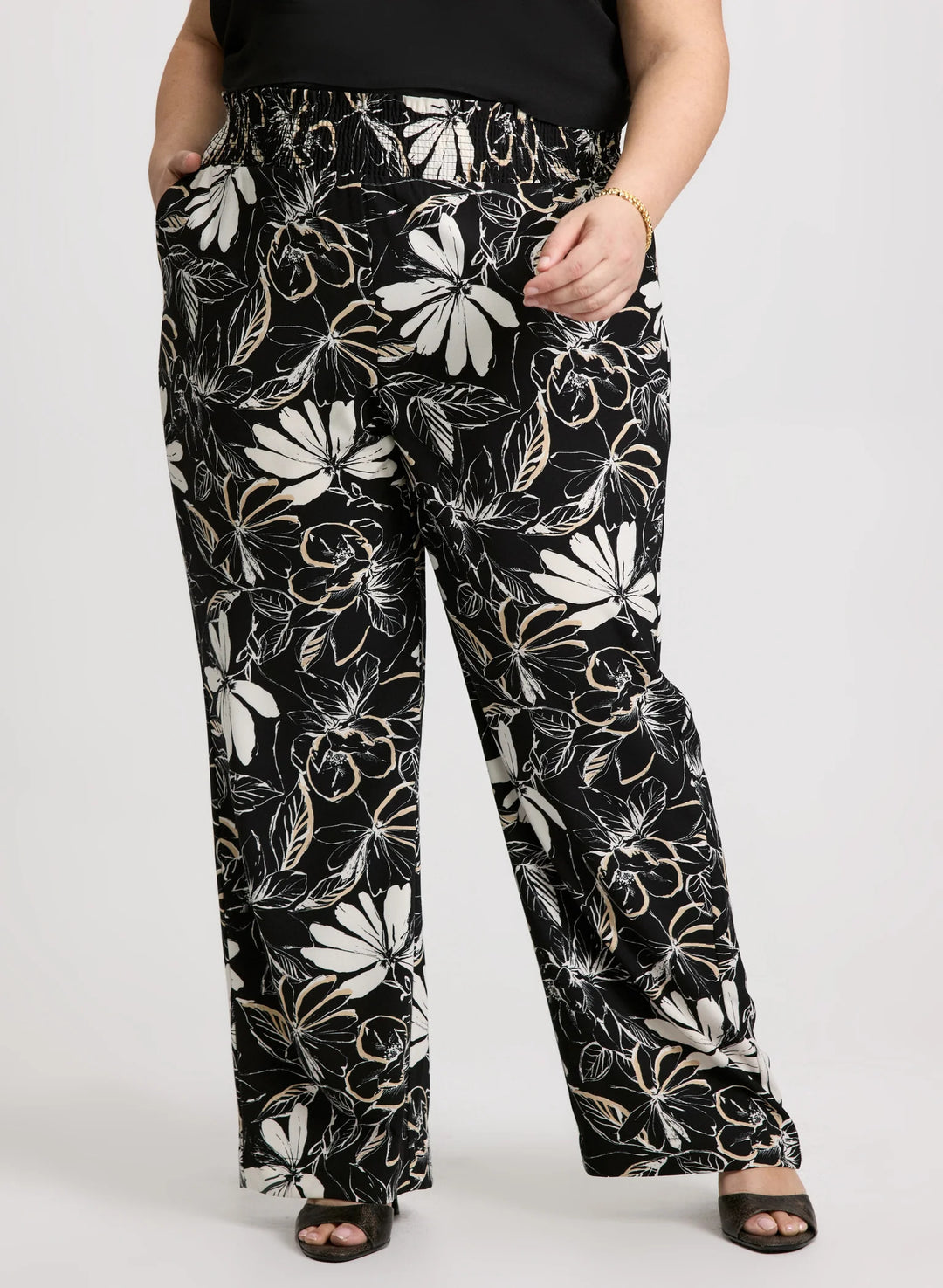LAURA Crepe Floral Wide Leg Pants