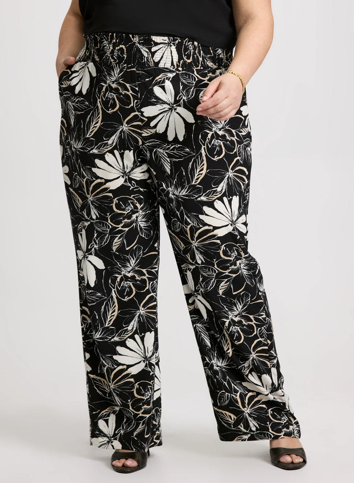 LAURA Crepe Floral Wide Leg Pants