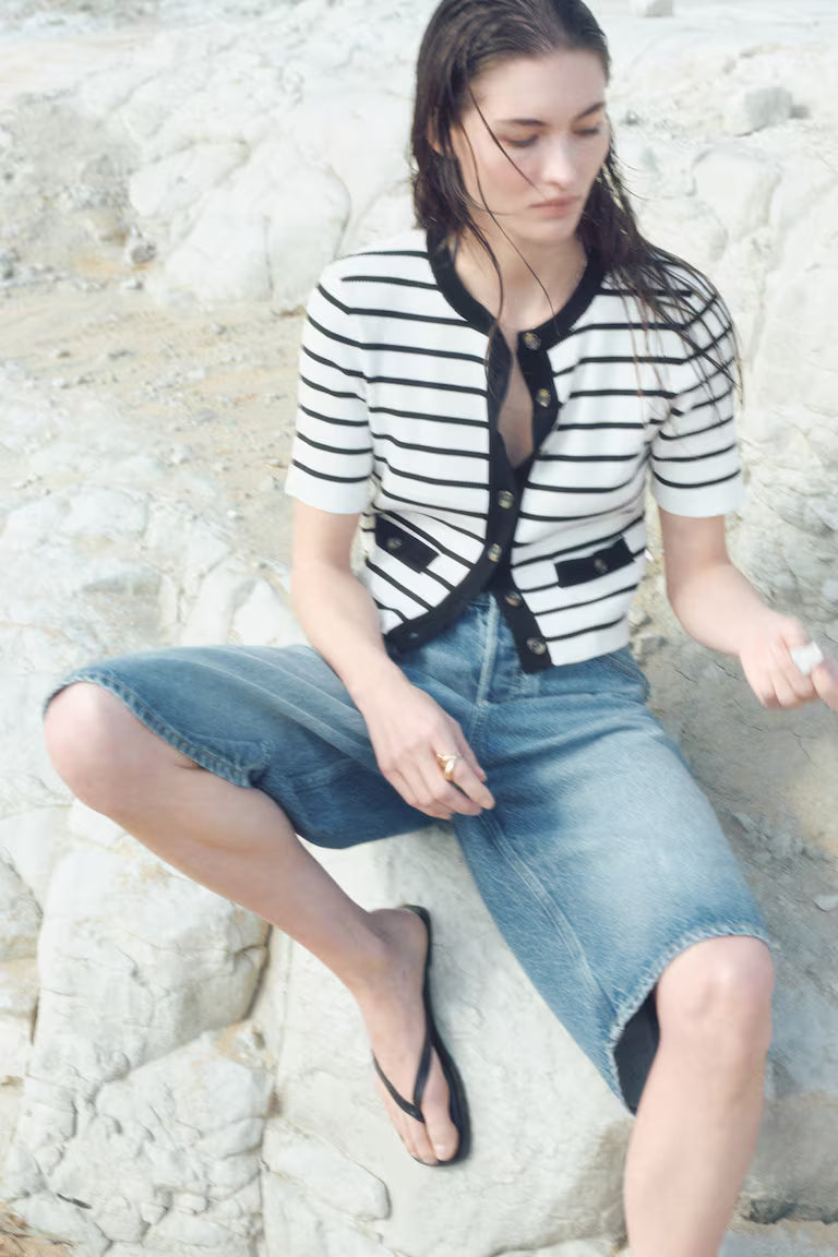 H&M Short Rib-Knit Cardigan