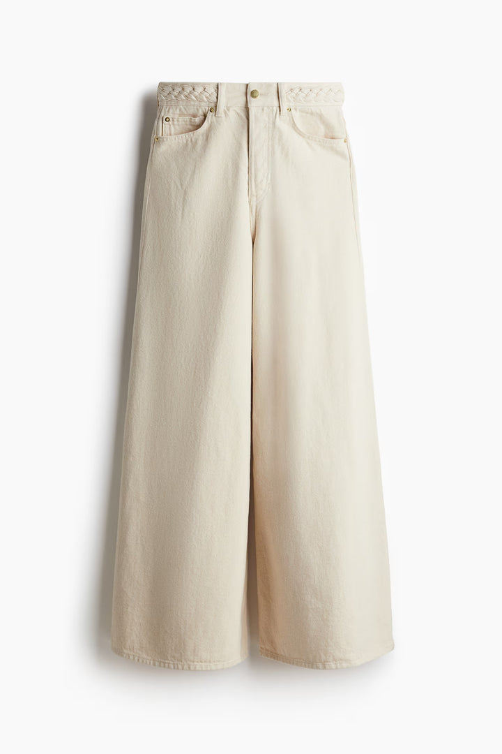 H&M Wide-Leg Braided Jeans