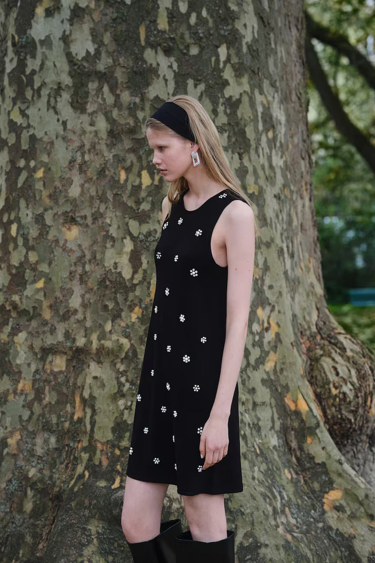 H&M Embellished Fine-Knit Dress