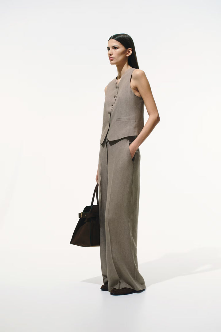 H&M Wide-Leg Linen-Blend Pants