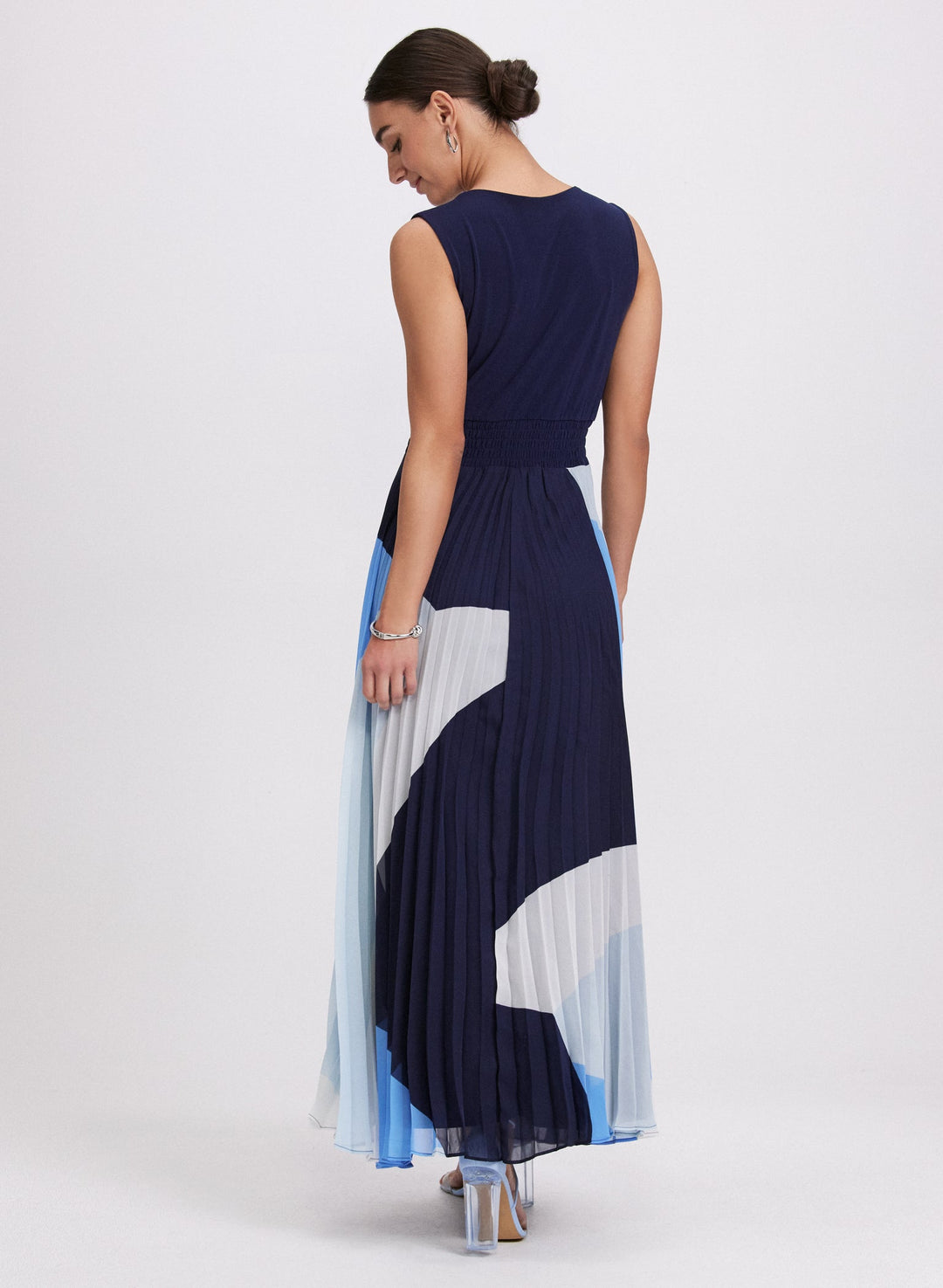 LAURA Pleated Geometric Print Dress