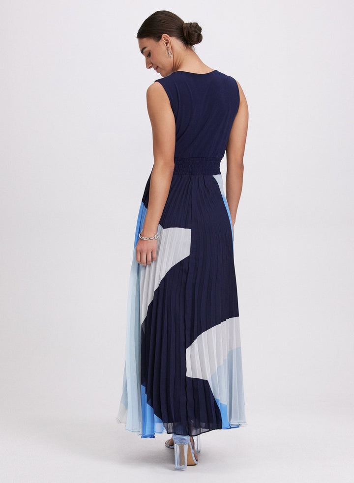 LAURA Pleated Geometric Print Dress