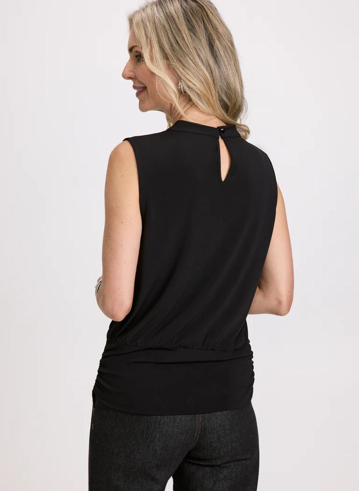 LAURA Keyhole Detail Pearl Trim Top