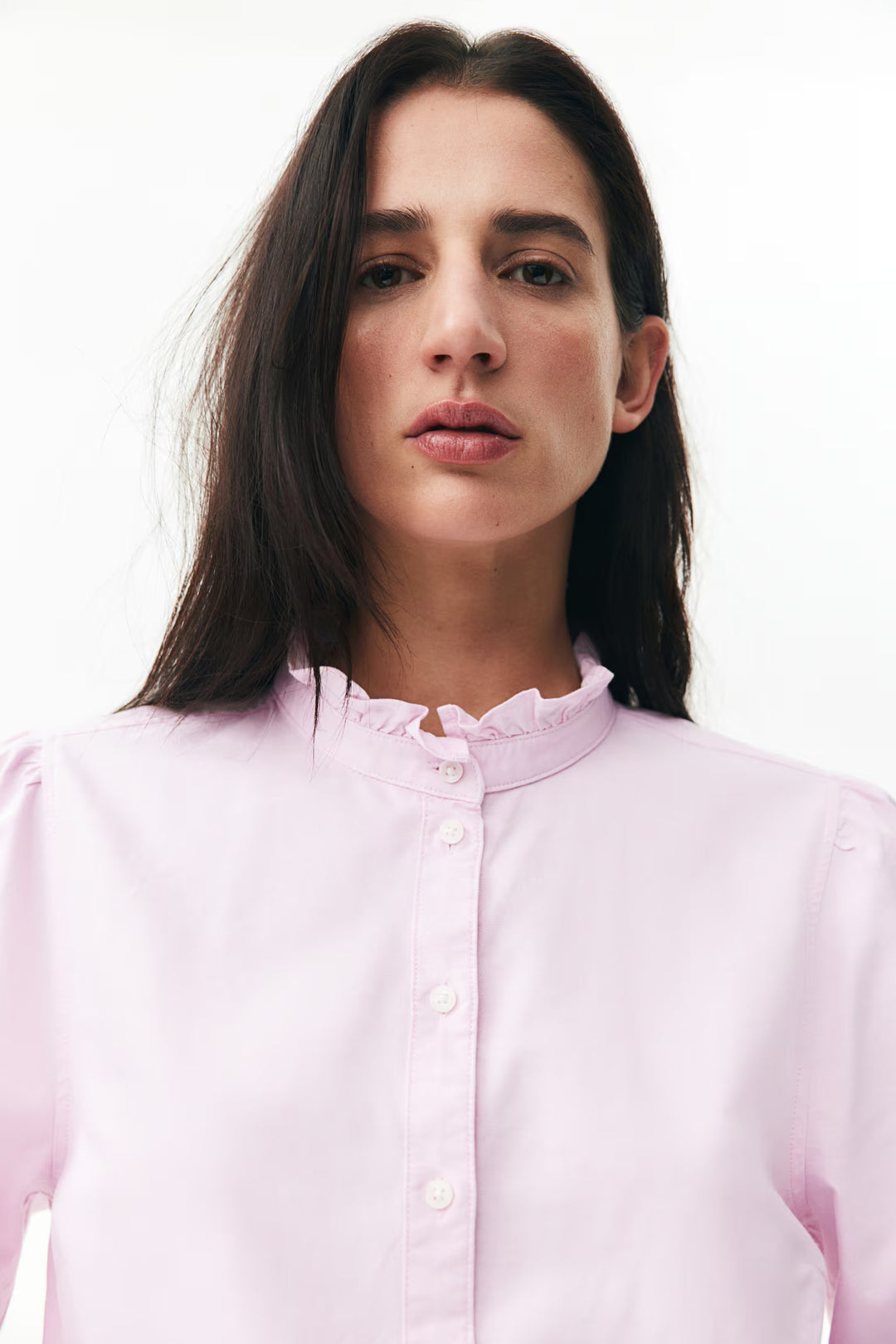 H&M Ruffle-trimmed Oxford Blouse