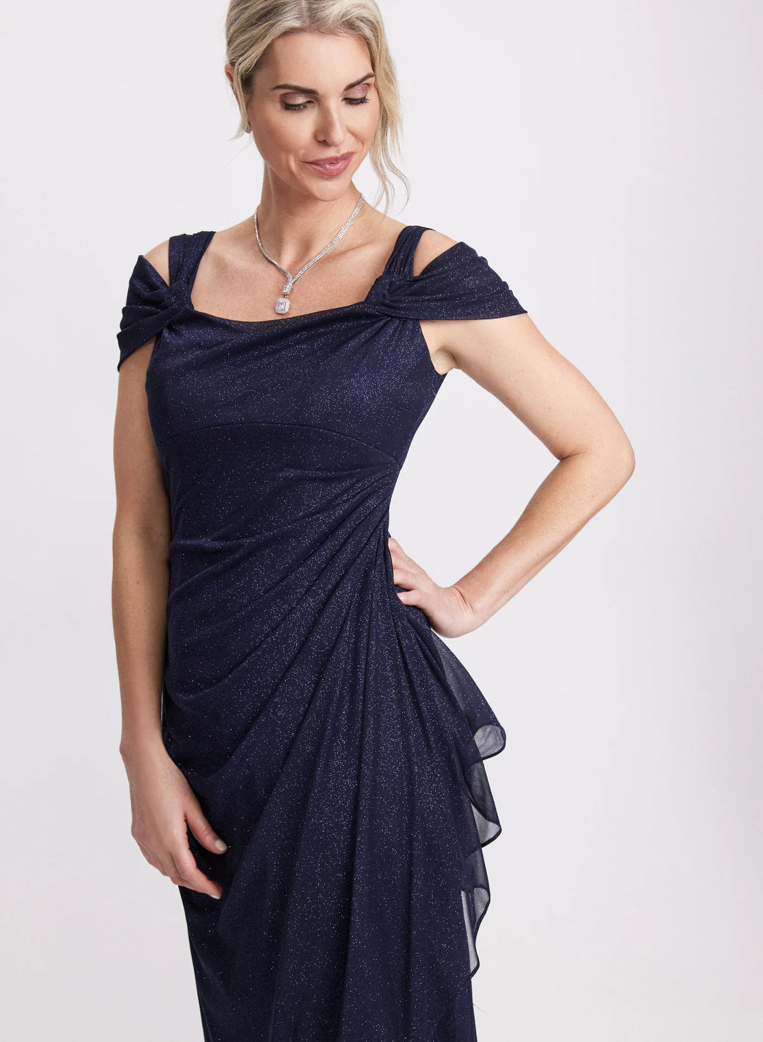 LAURA Draped Glitter Dress